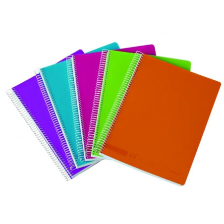 Pack de 5 - Ancor Classic Stripes Carnet à Spirale Format Folio Rayure Horizontale - 80 Feuilles 90gr - Couverture Plastique