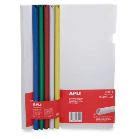 Classeurs coulissants Apli de couleurs assorties 10x297 mm avec couverture transparente