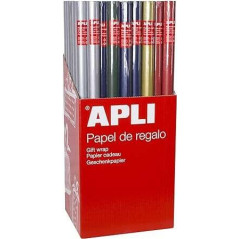 Apli Présentoir de 55 Rouleaux de Papier Cadeau Kraft - 11 Rouleaux par Couleur - Dimensions du Rouleau 0,70x2m