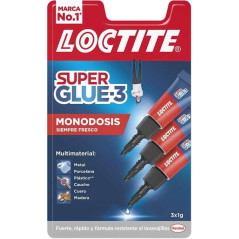 Loctite Pack de 3 Super Glue-3 Mini Trio Original - 1gr - Triple Résistance - Adhésif Transparent