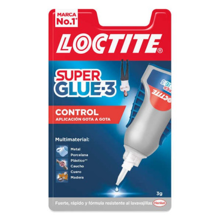 Loctite Superglue-3 Control 3gr - Adhésif Extra Fort - Résistant à l'Eau - Transparent et Durable