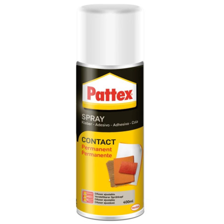 Pattex Contact Spray Colle de Contact Spray 400 ml - Adhère avec une résistance maximale - Pour une grande variété de matériaux