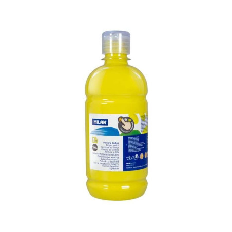 Flacon de peinture au doigt Milan - 500 ml - Application facile - Miscible - Couleur jaune