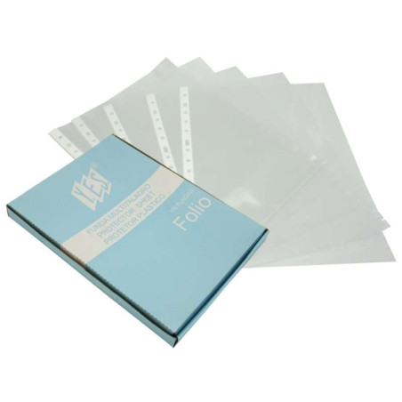 Bismark Boîte de 100 pochettes folio multi-trous 70 microns - Polypropylène brut
