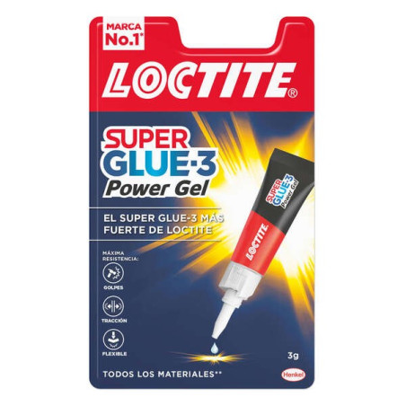 Loctite Superglue-3 Power Gel 3gr - Adhésif instantané flexible et extra fort - Formule gel enrichie en particules de caoutchouc