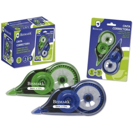 Bismark Pack de 2 Rubans Correcteurs 5mm x 12m - Corps Transparent - Forme Ergonomique