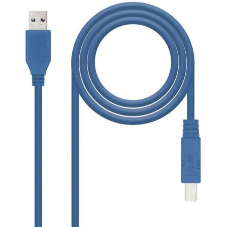Câble dimprimante Nanocable USB-A 30 mâle vers USB-B mâle 2 m - Couleur bleue