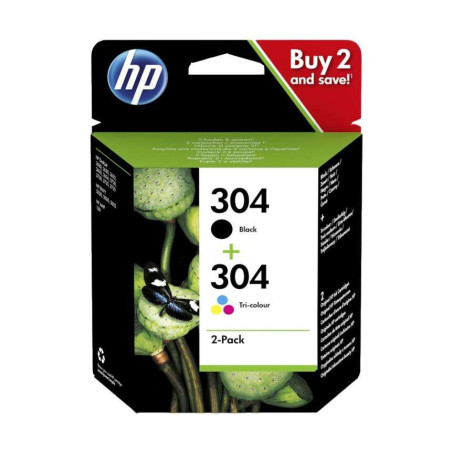 HP 304 Noir  Couleur Pack de 2 Cartouches dencre Originales - 3JB05AE