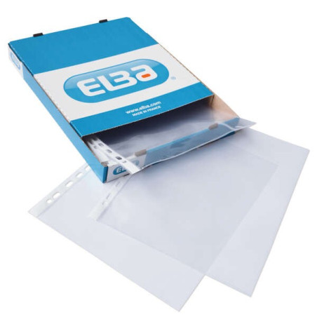 Elba Pack de 100 Pochettes PP Multi-trous 70 Microns - Format A4 - Finition Cristal - Transparent
