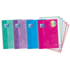 Pack de 5 - Oxford Europeanbook 5 Carnet à Spirales Format A4 Carré 5x5mm - 120 Feuilles