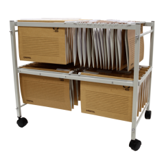 Chariot Extensible pour Dossiers Suspendus Elba Gio - Dimensions 650x760x430mm - Matériau Métal Résistant - Couleur Gris