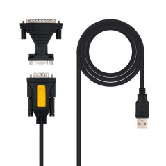 Nanocable Convertisseur USB vers Série pour Imprimantes - Type AM-RS232 DB9M DB25M - 18 m - Noir