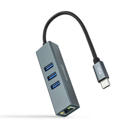 Adaptateur réseau Nanocable USB-C vers Gigabit Ethernet 101001000 Mbps  3 ports USB 30
