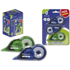 Bismark Pack de 3 Rubans Correcteurs 5mm x 12m - Corps Transparent - Forme Ergonomique