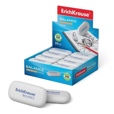 Pack de 24 - Gomme Erichkrause Balance Dureté Moyenne - En Caoutchouc Thermoplastique Hypoallergénique - Écologique et Moderne