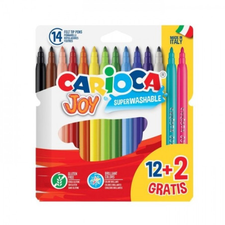 Carioca Joy Pack de 12 Feutres + 2 Offerts - Couleurs Assorties