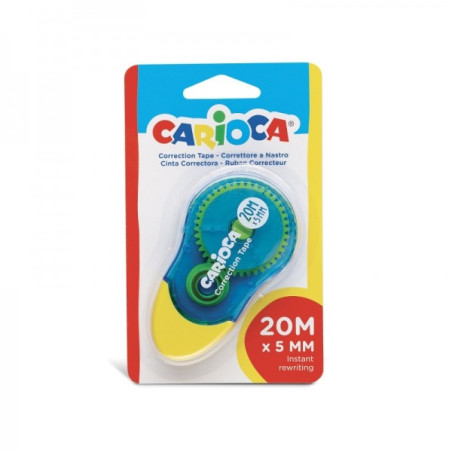 Carioca Ruban Correcteur 20mx5mm - Idéal pour Tout Type de Papier - Couleur Blanc