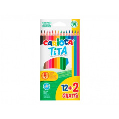 Carioca Tita Pack de 12  2 Crayons de Couleur - Mines Résistantes - Couleurs Assorties