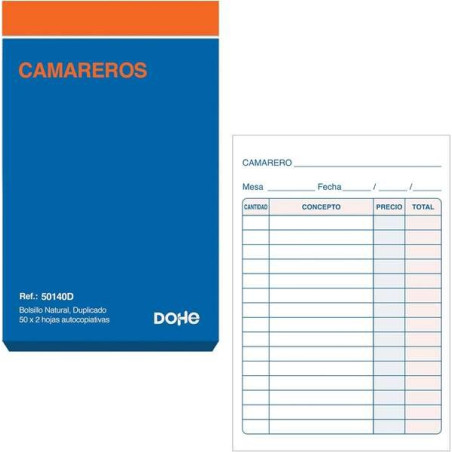 Carnet de commandes Dohe - Natural Pocket - 50x2 Feuilles autocopiant - Duplicata
