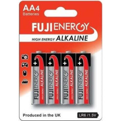 Fujienergy Pack de 4 Piles Alcalines LR06 AA 1,5V