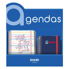 Dohe Présentoir de 28 agendas scolaires Nexus Spiral – 18 agendas hebdomadaires assortis A5 et 10 agendas journaliers A6