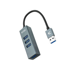 Hub USB 30 Nanocâble 4xUSB30 USB-AM-USB 30H - Aluminium - 10 cm - Couleur Gris