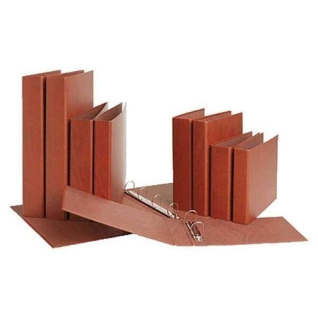 Pack de 10 - Mariola Classeur à 4 anneaux en cuir cartonné gaufré – Taille quart naturel – Anneaux ronds de 25 mm – Dimensions