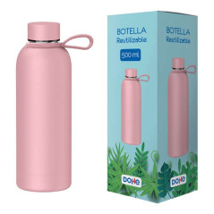 Dohe Bouteille Réutilisable 500 ml - Double Paroi Inox - Sans BPA - Bouchon Hermétique Anti-goutte en Inox - Enduit Caoutchouc
