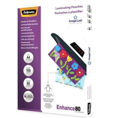 Fellowes Lot de 100 Pochettes de Plastification Brillantes A4 - 80 Microns - Haute Qualité - Transparent