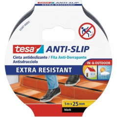 Tesa Ruban Adhésif Antidérapant 25mm x 5m - Extrêmement Solide et Durable - Très Forte Adhérence - Se Découpe à la Main