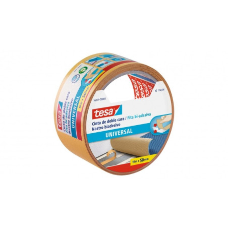 Tesa Ruban Adhésif Double Face Universel 50 mm x 10 mètres - Pour Fixer les Tapis sur Différentes Surfaces