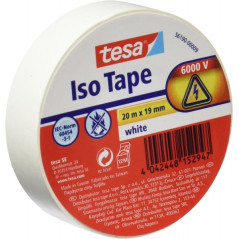 Ruban Isolant Tesa 19 mm x 20 m - En PVC - Pour réparer isoler et regrouper tous types de câbles électriques - Couleur Blanc