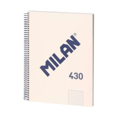 Cahier à Spirale Série Milan 1918 Format A4 Grille 5x5mm - 80 Feuilles de 95 grm2 - Microperforé 4 Trous - Coloris Beige