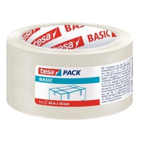 Pack de 6 - Tesa Basic Scellé demballage 50 mm x 66 mètres - En polypropylène - Adhésif écologique - Transparent