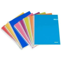 Pack de 8 - Ancor Classic Stripes Carnet à Spirale Format Folio Rayure Horizontale - 80 Feuilles 90gr - Couverture Carton Laminé