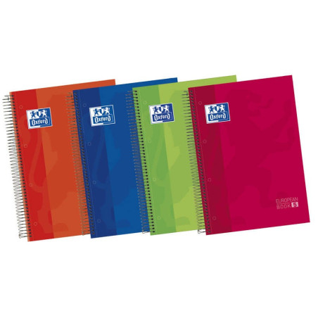 Pack de 5 - Oxford Europeanbook 5 Cahier à Spirales Format A4 Horizontal 1 Ligne - 120 Feuilles