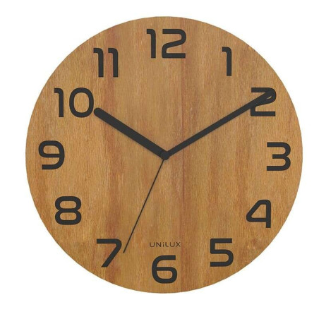 Horloge Unilux Palma en bambou – Design élégant et moderne – Fabriquée avec des matériaux durables – Couleur noir/bois