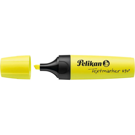 Pack de 10 - Surligneur Pelikan Textmarker 490 - À base d'eau - 3 largeurs de trait - Couleur jaune fluorescent