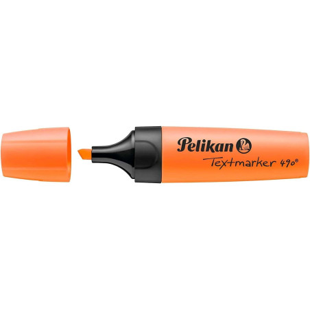 Pack de 10 - Surligneur Pelikan Textmarker 490 - À base d'eau - 3 largeurs de trait - Couleur orange fluorescent
