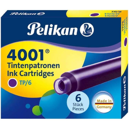 Pelikan Boite de 6 Cartouches 4001 TP/6 - Compatible avec les Stylos Plume Pelikan - Couleur Violet