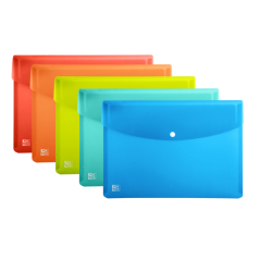 Pack de 5 - Chemise en plastique rigide translucide Oxford Urban A5 - Enveloppe avec clip - Format A5 - Couleurs assorties