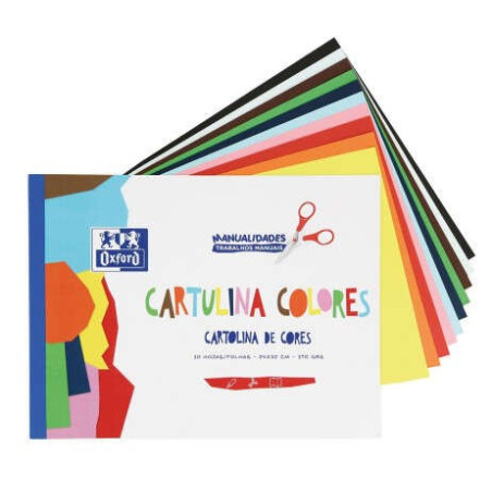 Pack de 10 - Bloc Collé Oxford de Carton Coloré Format A4 - 10 Feuilles 170gr - 10 Couleurs