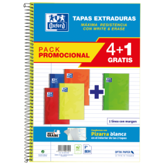 Oxford School Classic WriteErase Pack 41 Fº - Carnet à Spirale - Couverture Extra Rigide - 1 Ligne avec Marge - 80 Feuilles