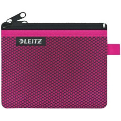 Leitz WOW Petit Sac de Transport 2 Compartiments - Taille 105x6x140mm - Lavable et Durable - Fermeture Zippée - Couleur Fuchsia