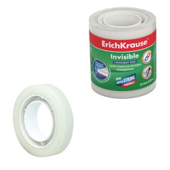 Pack de 4 - Ruban adhésif invisible ErichKrause 12 mm x 20 m - Surface mate - Convient pour écrire - Transparent