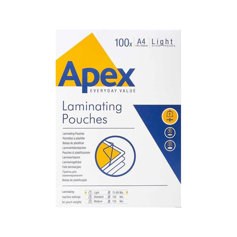 Fellowes Lot de 100 pochettes de plastification brillantes A4 - 75 microns - Résistantes à leau - Transparentes