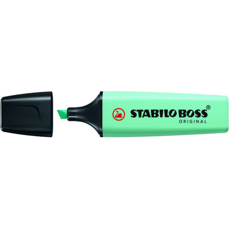 Pack de 10 - Stylo marqueur fluorescent pastel Stabilo Boss 70 - Trait entre 2 et 5 mm - Rechargeable - Encre à base d'eau