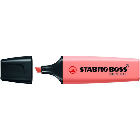 Pack de 10 - Stylo marqueur fluorescent pastel Stabilo Boss 70 - Trait entre 2 et 5 mm - Rechargeable - Encre à base d'eau