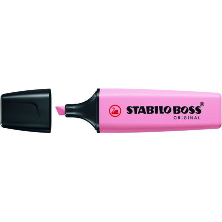 Pack de 10 - Stylo marqueur fluorescent pastel Stabilo Boss 70 - Trait entre 2 et 5 mm - Rechargeable - Encre à base d'eau