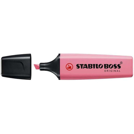Pack de 10 - Marqueur Fluorescent Pastel Stabilo Boss 70 - Trait entre 2 et 5 mm - Rechargeable - Encre à Base d'Eau